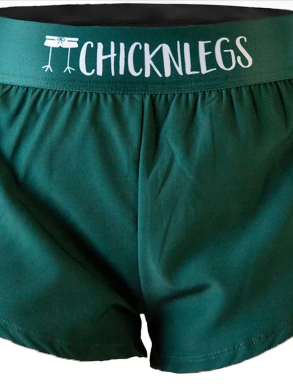 CHICKNLEGS Women's 1.5" Split Running Shorts | Medium | Dark Green